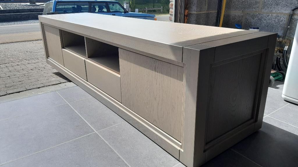 TV-meubel beukenhout design, Ophalen, Gebruikt, 200 cm of meer, Minder dan 100 cm
