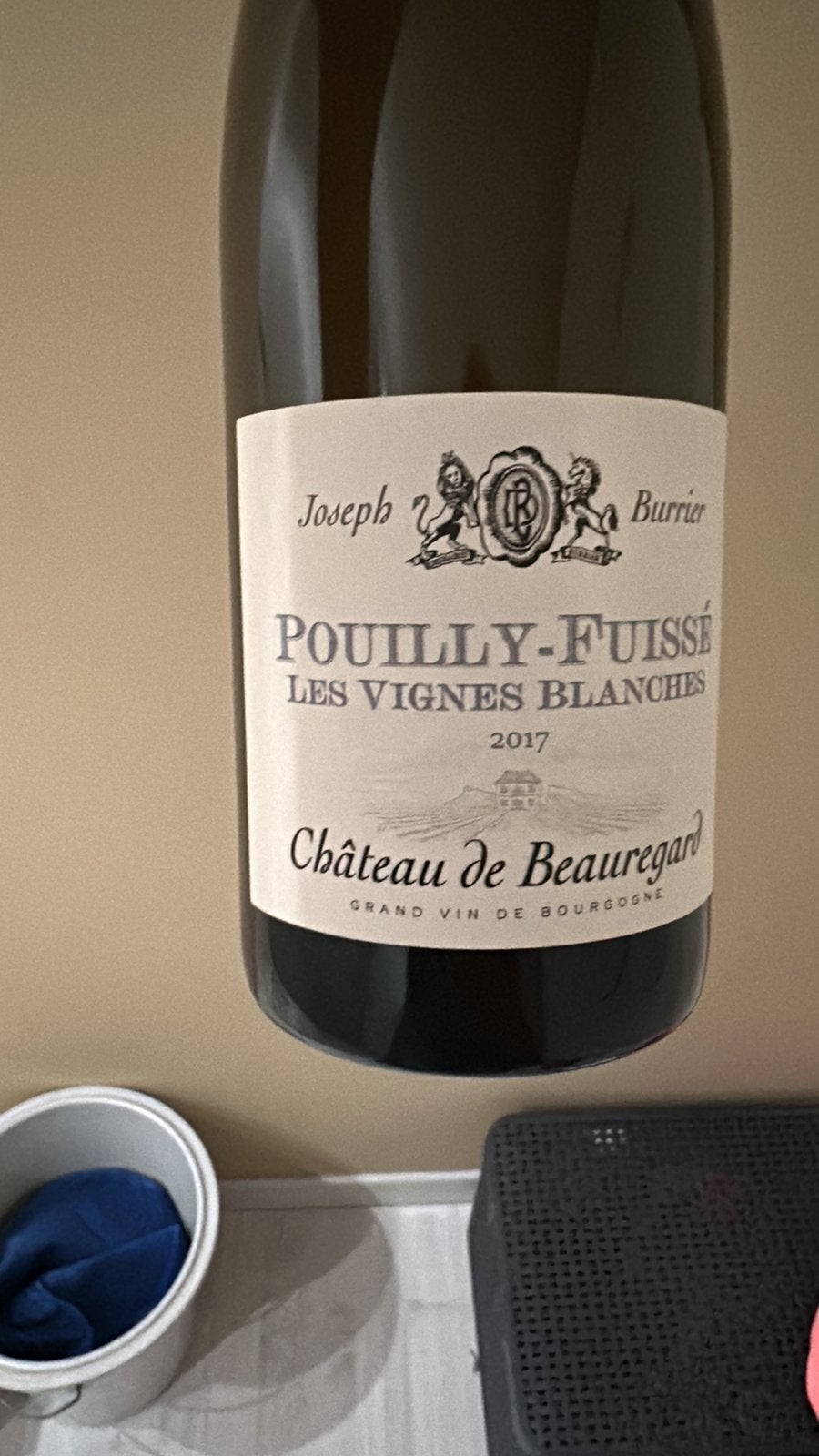 Pouilly-Fuissé "Les Vignes Blanches" 2017 Joseph Burrier, Collections, Neuf, Pleine, Vin blanc, Enlèvement