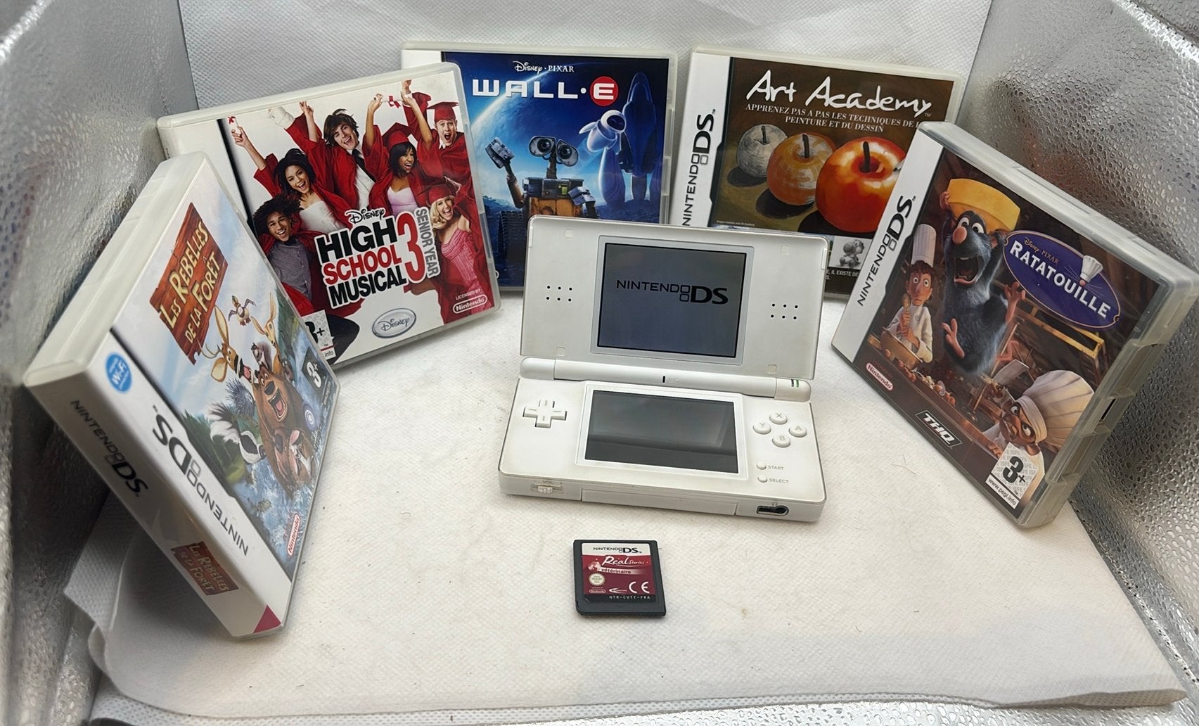 Nintendo DS Lite witte consolebundel + 6 spellen, Ophalen of Verzenden, Gebruikt
