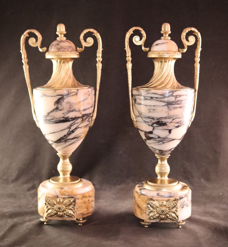 Paar antieke marmeren cassolettes, Antiek en Kunst, Ophalen of Verzenden