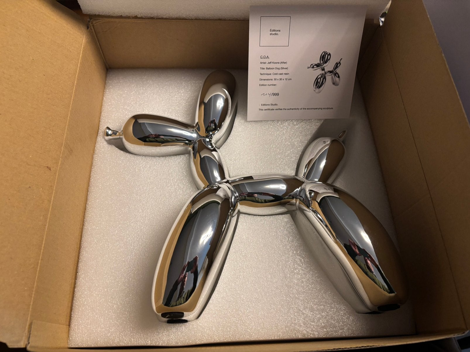 Balloon dog (after) Editions studio jeff koons, Antiquités & Art, Art | Objets design, Sculpture, 30 cm, Enlèvement ou Envoi, Argent