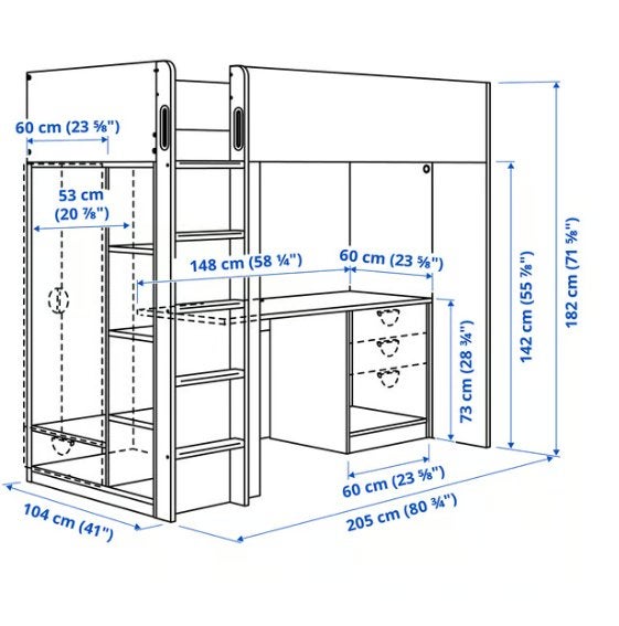 Ikea Hoogslaper STUVA + krijtborden, Kinderen en Baby's, Kinderkamer | Stapelbedden en Hoogslapers, Ophalen, Gebruikt, Hoogslaper