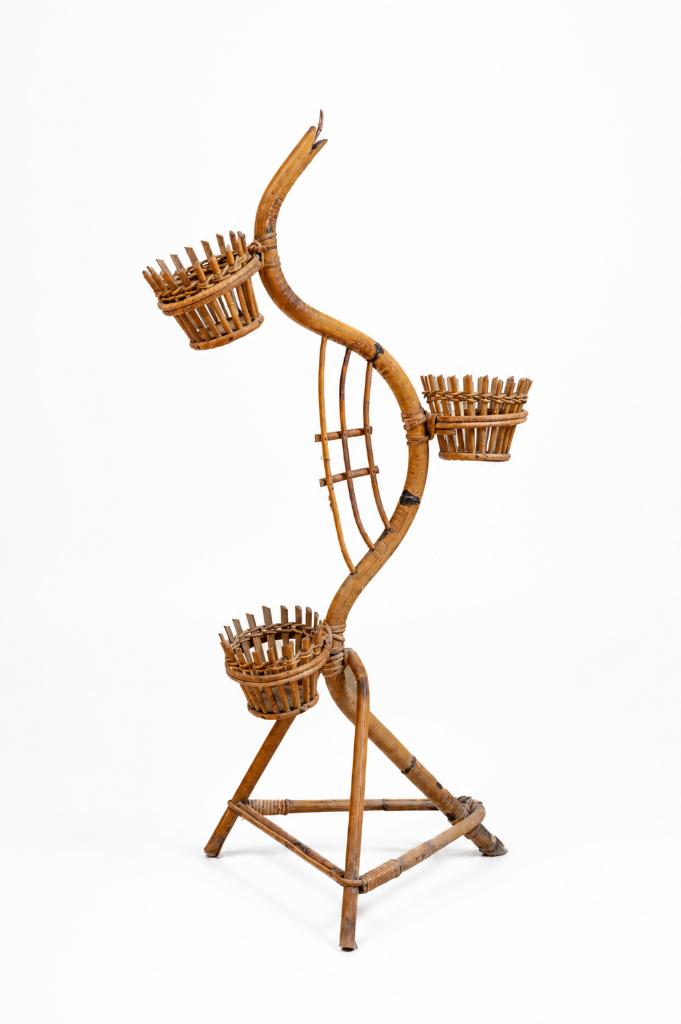 Prachtige vintage rotan plantenstaander - slang boho, Ophalen