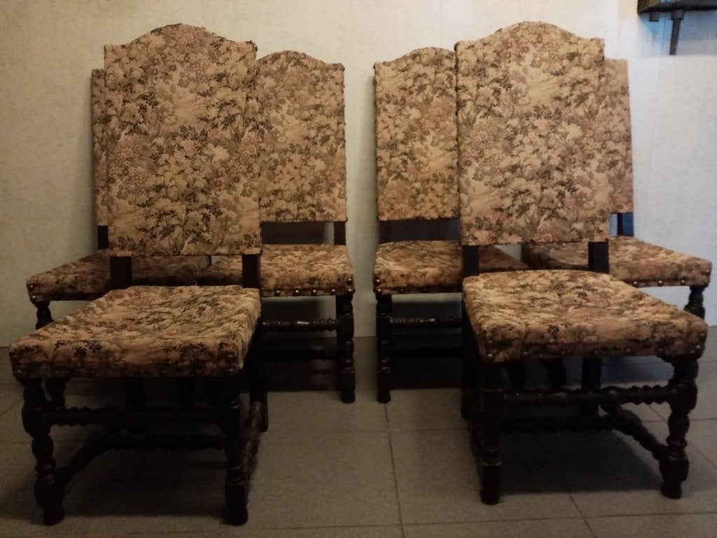 Antieke eiken stoelen louis XIII-stijl 6 stuks, Ophalen