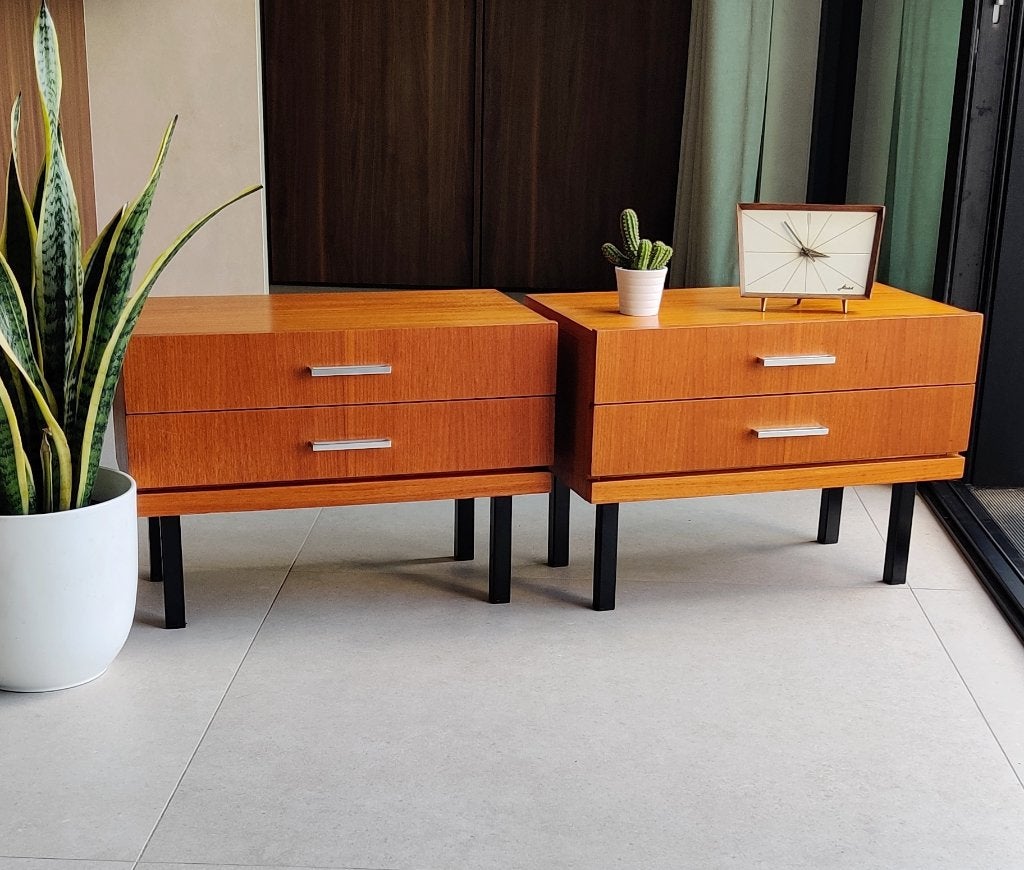 Prachtige set vintage teakhouten nachtkastjes, Enlèvement, Comme neuf, Bois