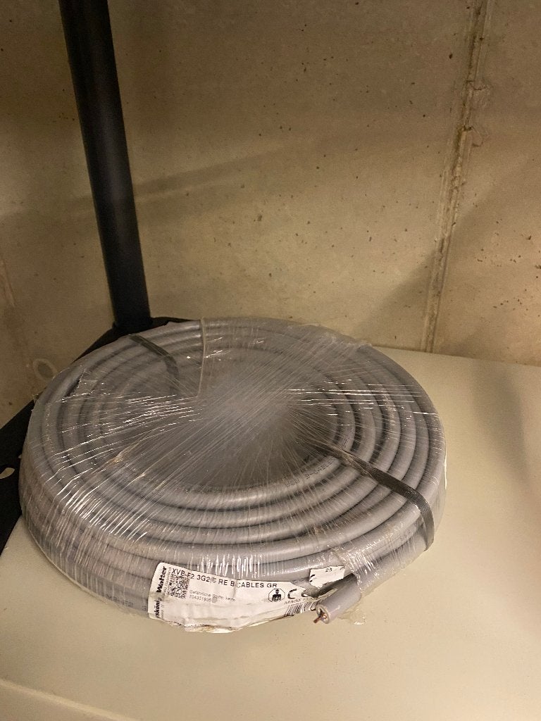 3G2,5 XVB-F2 kabel 25m, Doe-het-zelf en Bouw, Ophalen, Nieuw, Kabel of Snoer