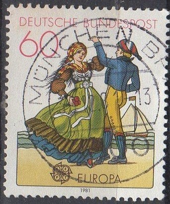 Deutsche Bundespost - Dansers in klederdracht - 1981, Ophalen of Verzenden, Gestempeld