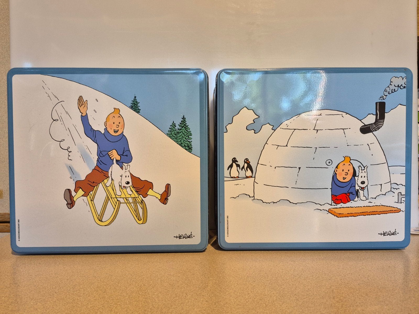 Hergé blikken metalen dozen Kuifje Tintin; samen €20, Verzamelen, Ophalen of Verzenden, Gebruikt, Overige, Overige merken