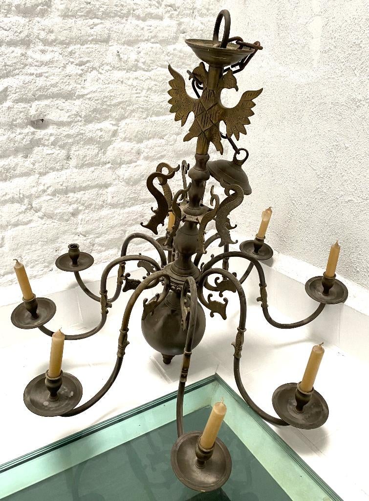 lustre hollandais - Lampe à suspendre - Laiton, Antiquités & Art, Enlèvement