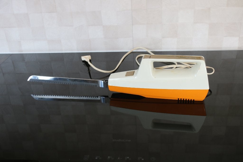 Vintage Moulinex Elektrisch Mes –Jaren'70 (perfecte werking), Trancheuse, Enlèvement ou Envoi, Utilisé, Orange