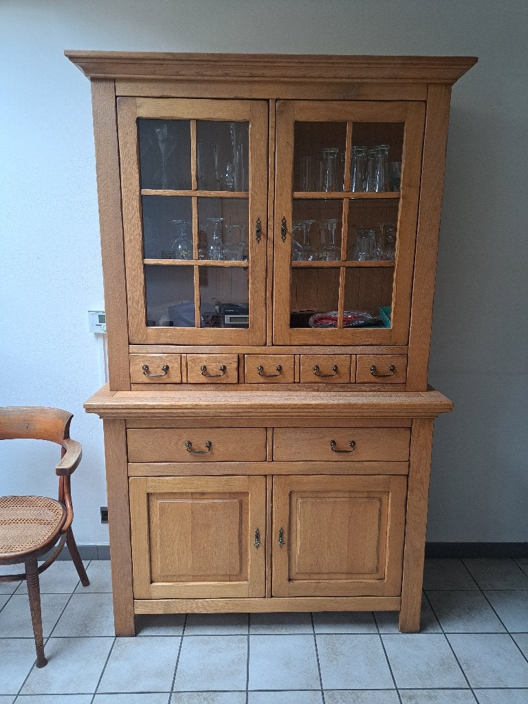 wandkast met legplanken en glazen deuren, Ophalen, Gebruikt, 200 cm of meer, Met lade(s)