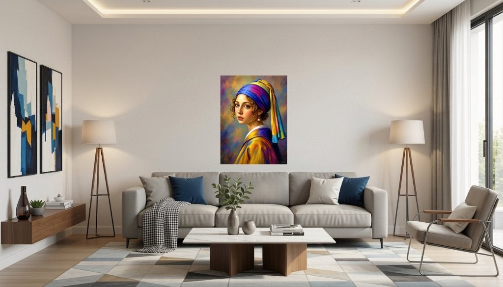 Vermeer 2026 Néo pop art coloré 60x80cm (plusieurs supports), Enlèvement ou Envoi, Papier/carton, Technique mixte, Portrait
