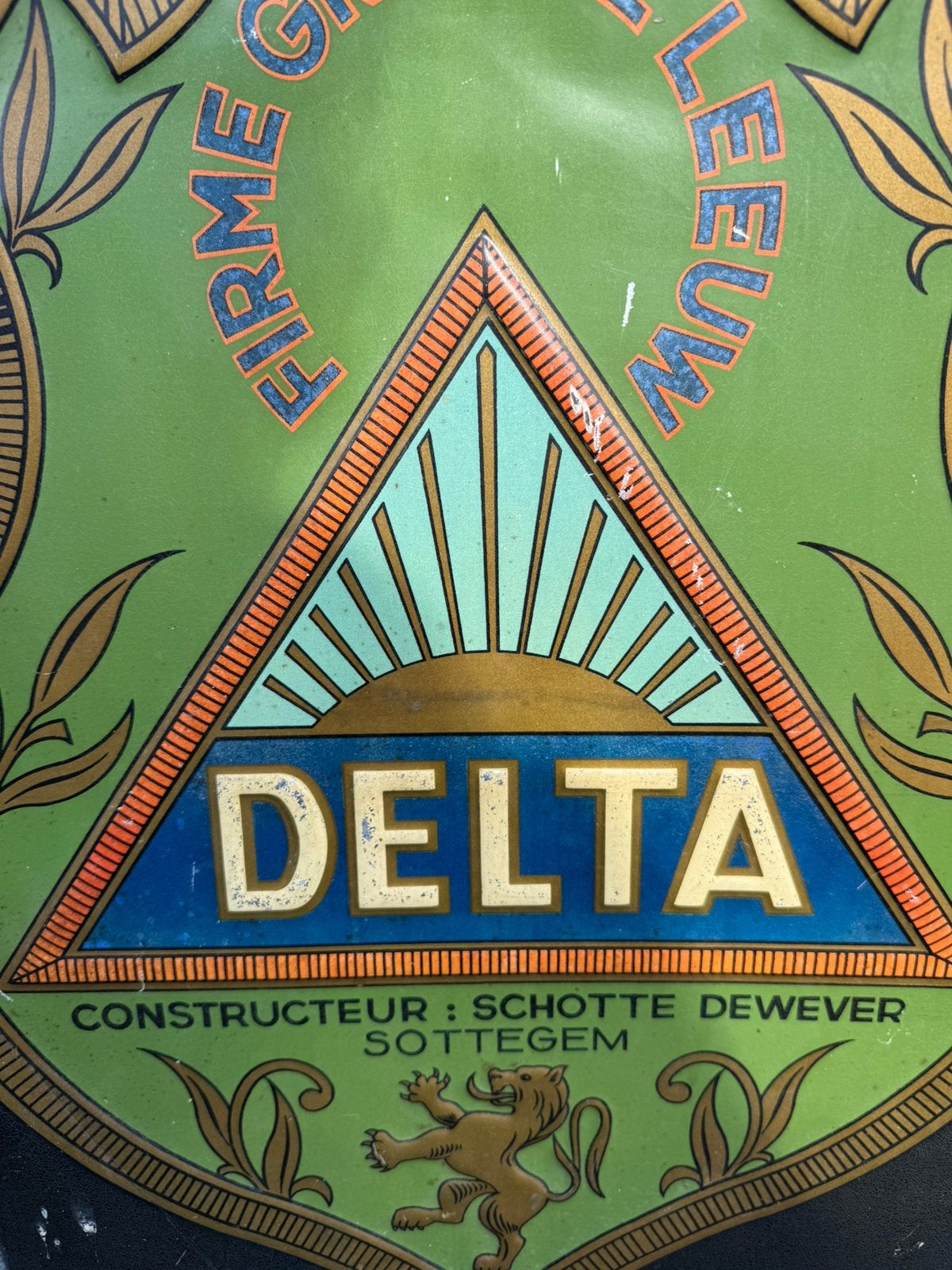 Delta fietsen oud blikken reclamebord 1936, Reclamebord, Gebruikt, ., Ophalen of Verzenden