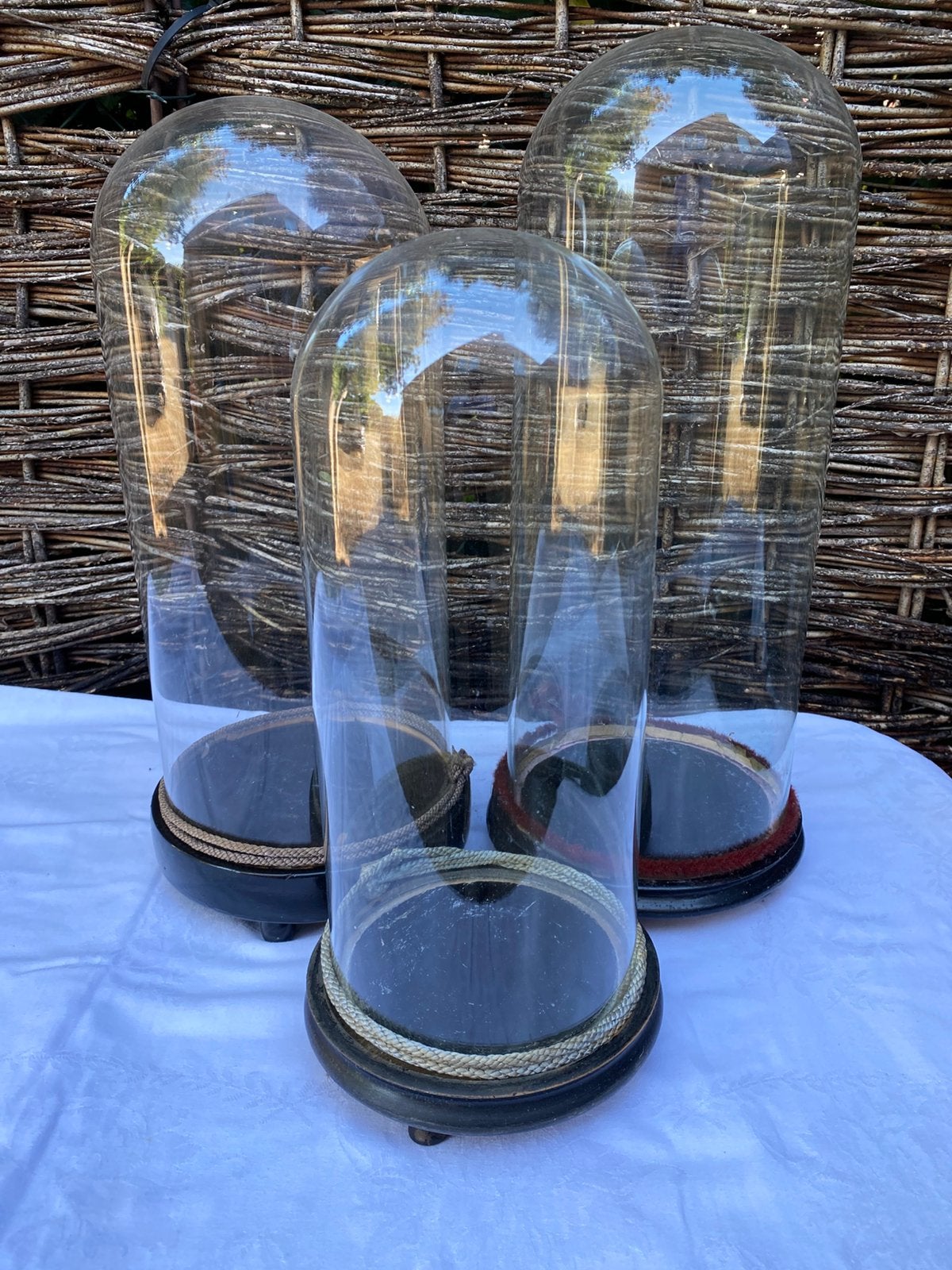Mooi trio antieke glazen stolpen, Enlèvement, Utilisé