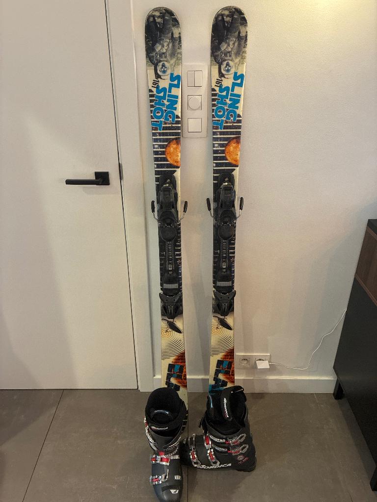 Skilatten + skibotten, Sport en Fitness, Ophalen, 160 tot 180 cm, Gebruikt, Salomon