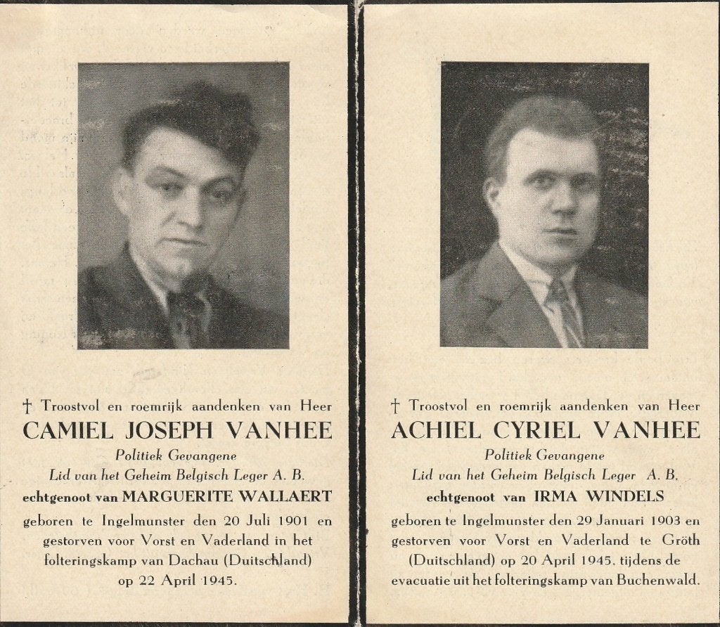 Concentratielkamp Camiel en Achiel VanHeer 1945, Verzamelen, Ophalen of Verzenden