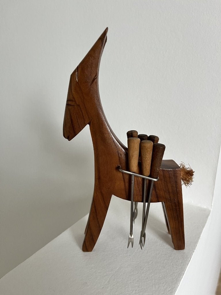 Vintage, houten coctailprikkers - vorkjesset, Ophalen of Verzenden