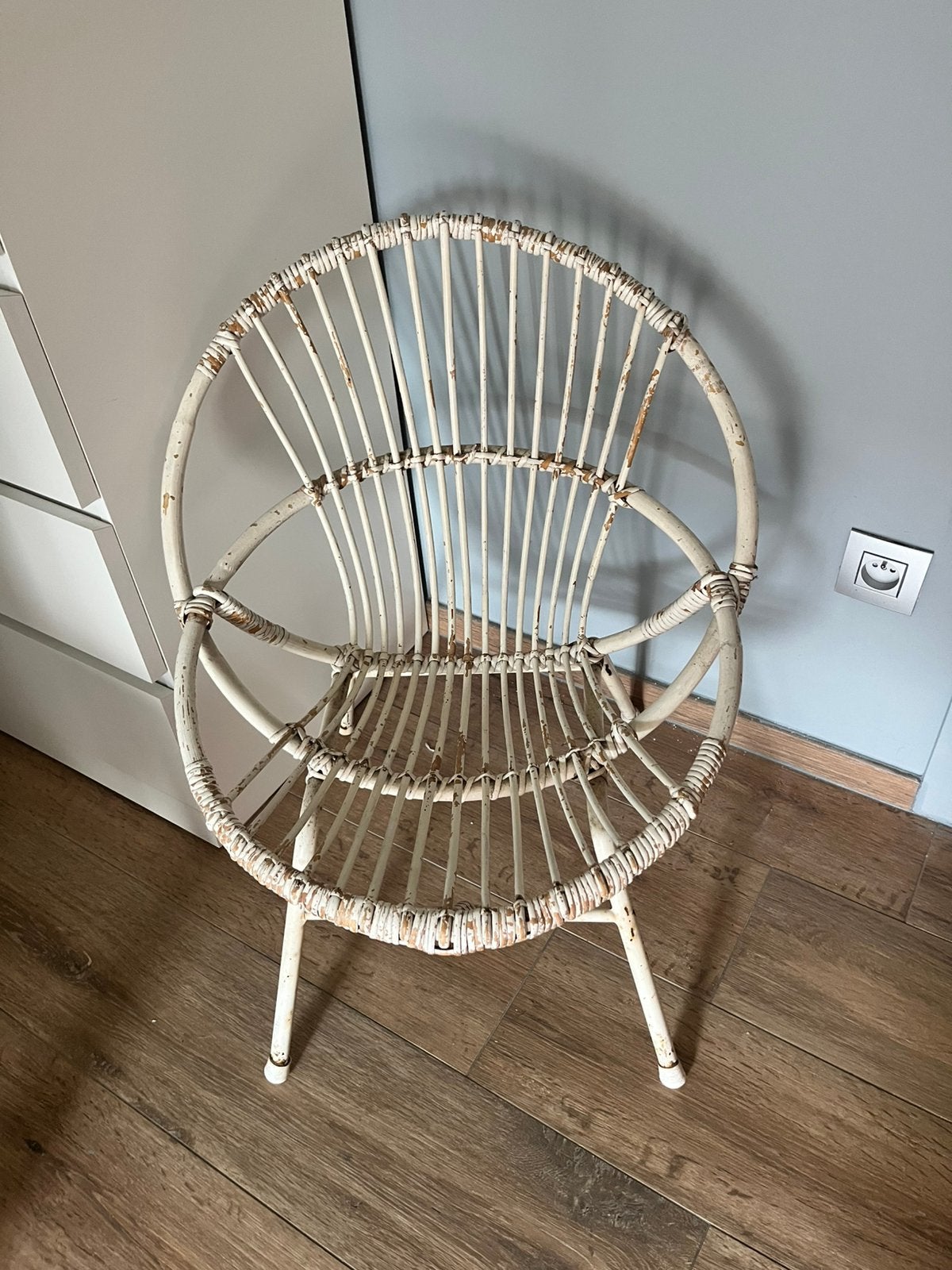 Oude rotan/rieten stoel - opknappertje, Antiquités & Art, Enlèvement