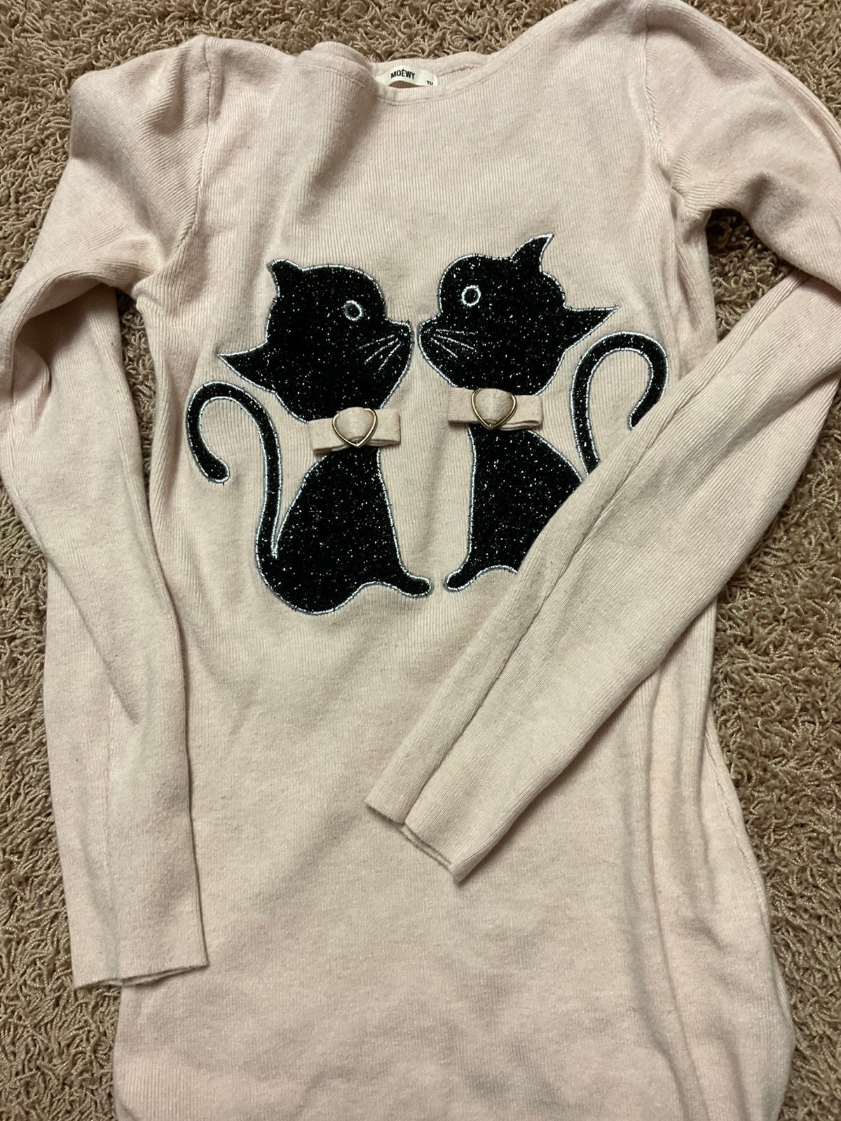 Roze pull met twee zwarte katten, Moewy, Ophalen of Verzenden, Zo goed als nieuw, Maat 36 (S), Roze