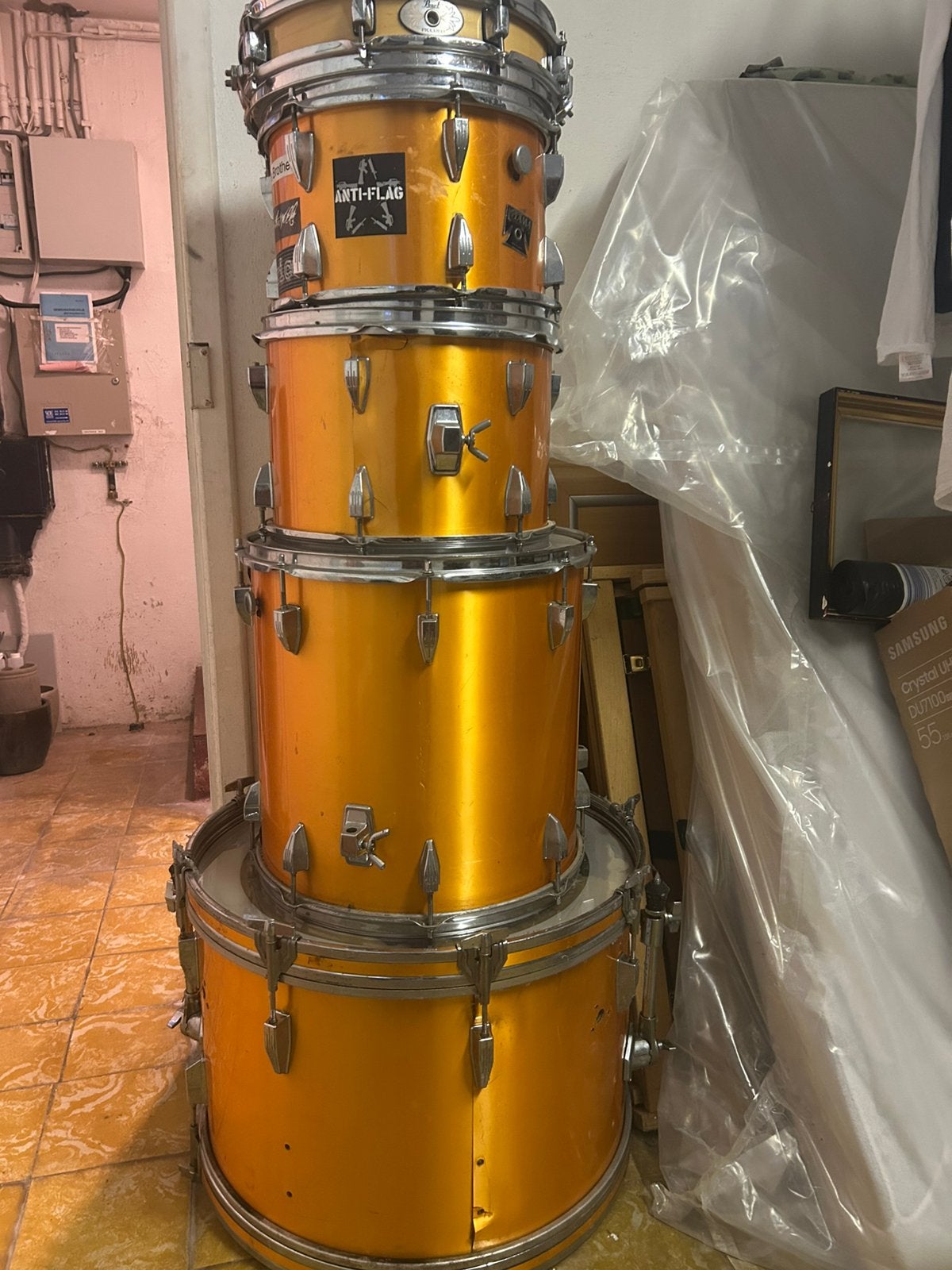 Tama swingstar drumstel + pearl drum rack, Muziek en Instrumenten, Ophalen, Gebruikt, Pearl