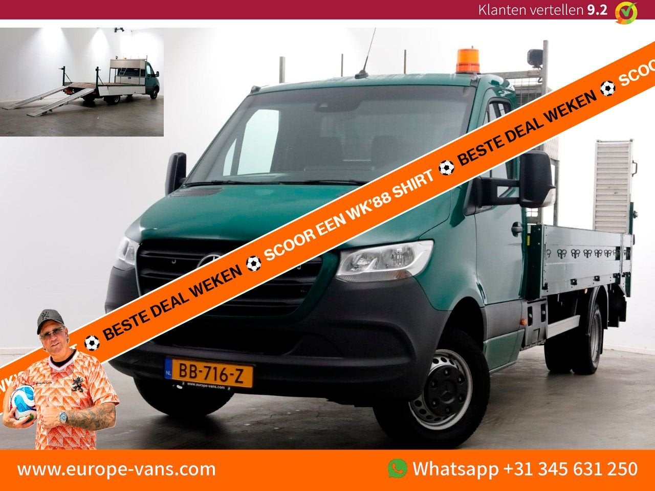 Mercedes-Benz Sprinter 516 CDI 163pk E6 Open Laadbak/Oprijwa, Auto's, Bestelwagens en Lichte vracht, Parkeercamera, Mercedes-Benz