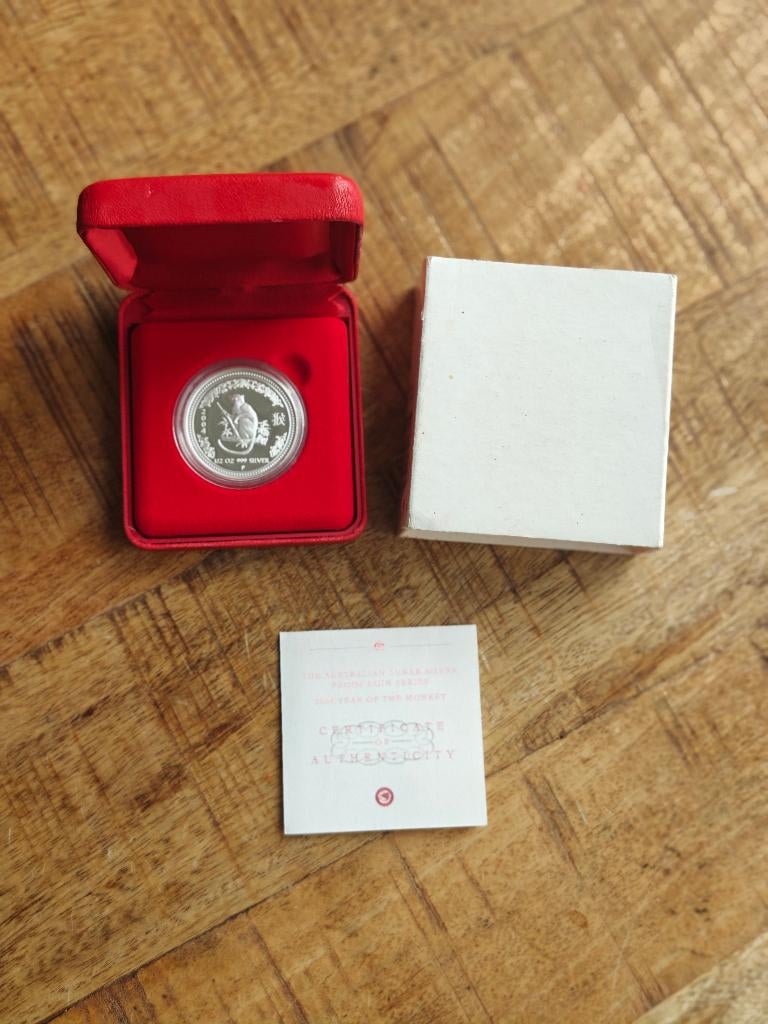 2004 lunar series 1 year of the monkey 1/2 os proof, Ophalen of Verzenden, Zilver