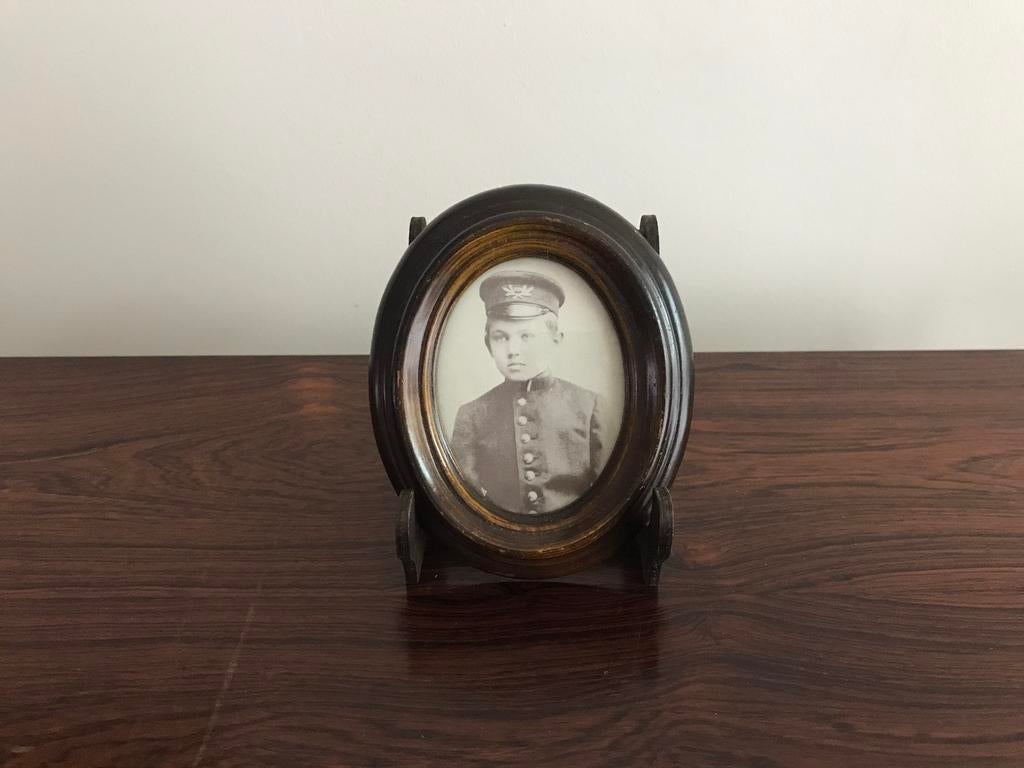 Lijst kader ovaal bruin met glas, Ophalen of Verzenden