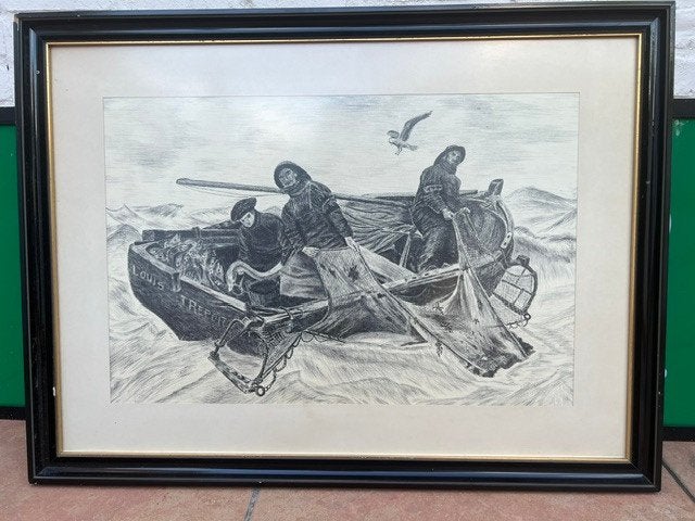 Ancien dessin à la plume, Normand, maritime, Le Tréport, Antiquités & Art, Art | Dessins & Photographie, Dessin à la plume, Enlèvement