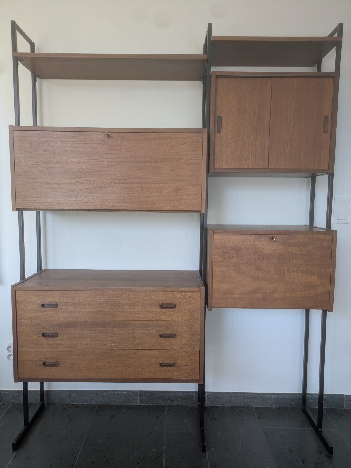 Vintage mid-century vrijstaand wandmeubel, Enlèvement