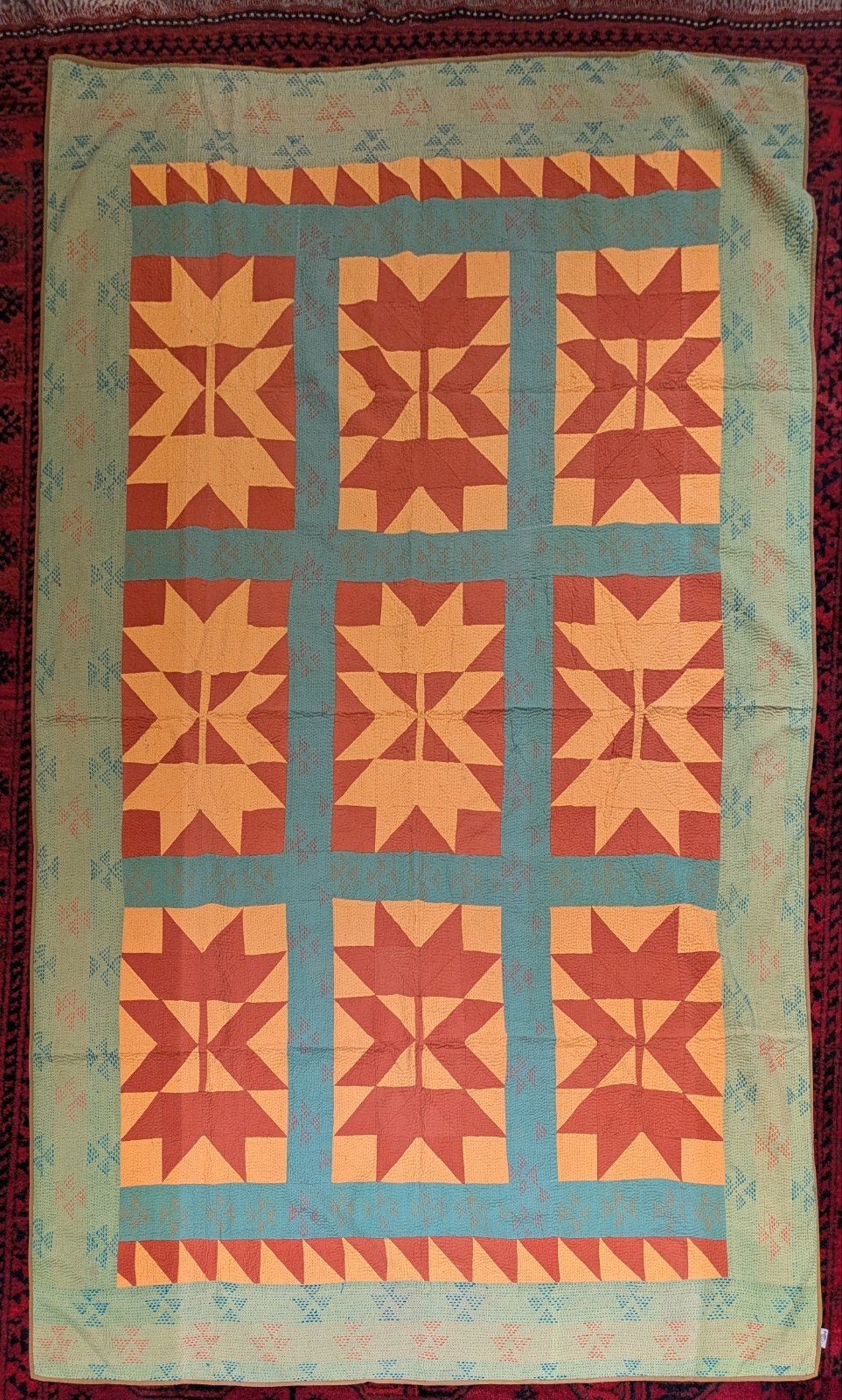 Handgemaakte patchwork quilt - dubbelzijdig, Sheba borduurse, Maison & Meubles, Accessoires pour la Maison | Plaids & Couvertures