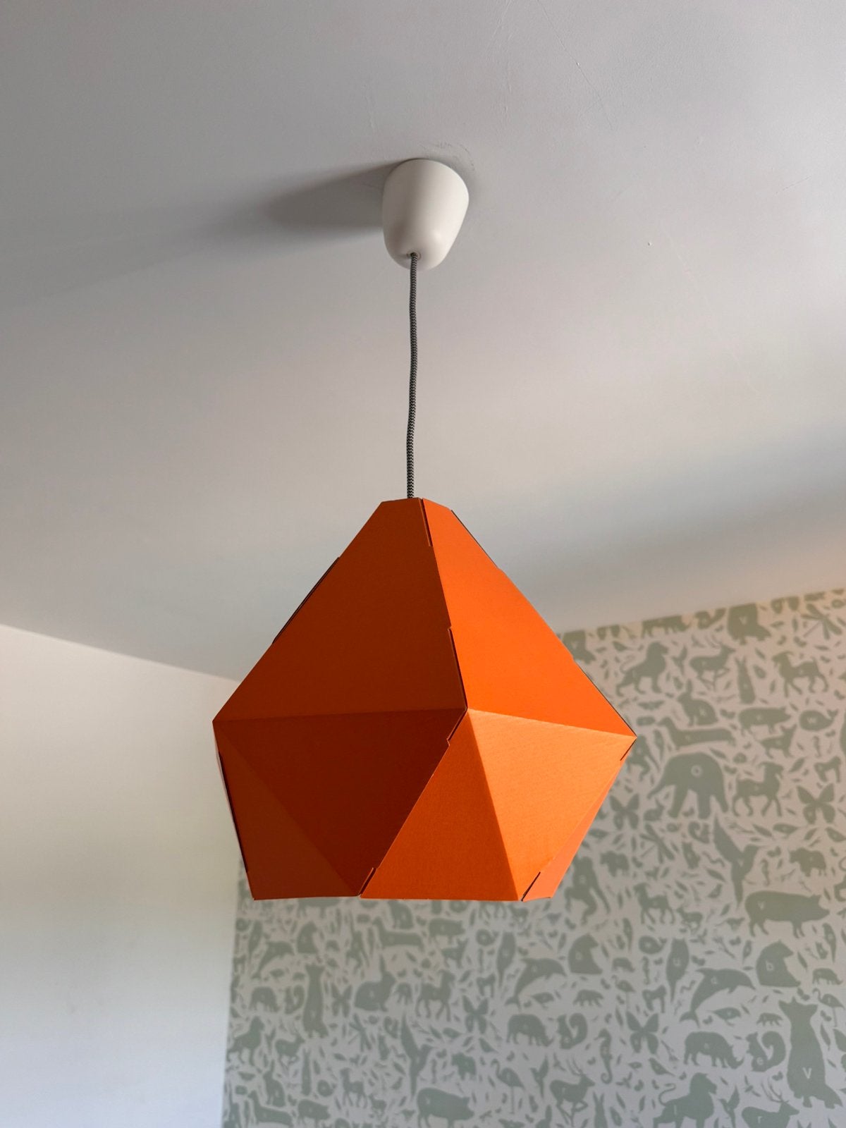 Hanglamp karton oranje, Huis en Inrichting, Ophalen, Gebruikt, Overige materialen