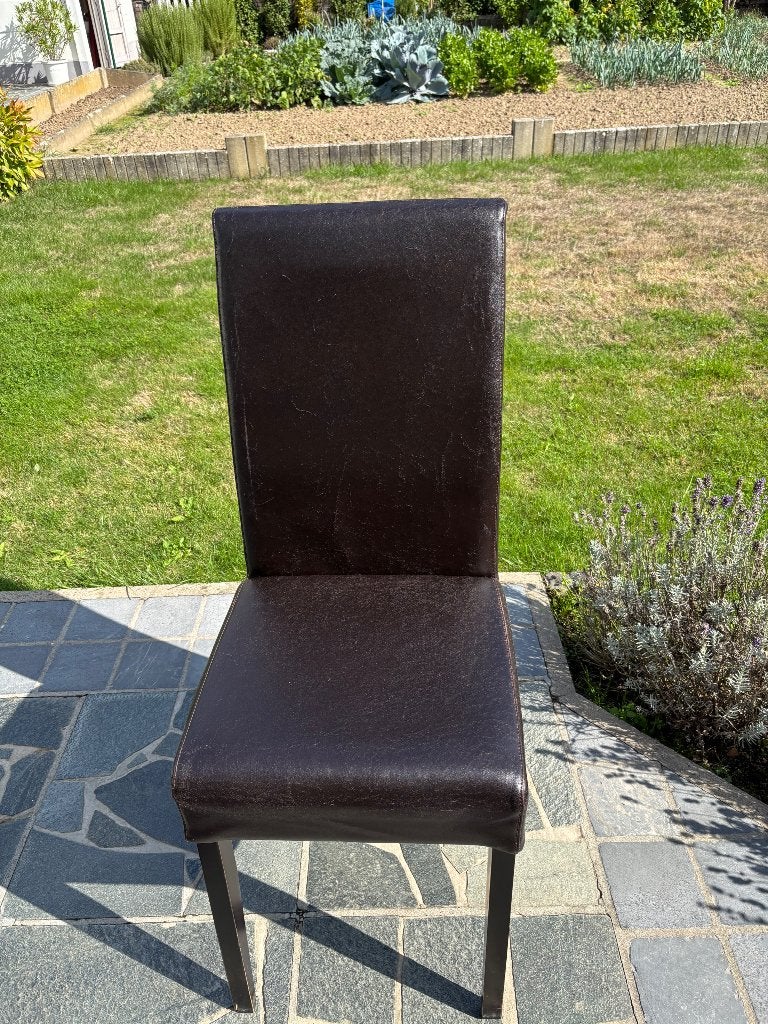 6 Donkerbruine eetkamer stoelen, Huis en Inrichting, Ophalen, Overige materialen, Gebruikt, Bruin