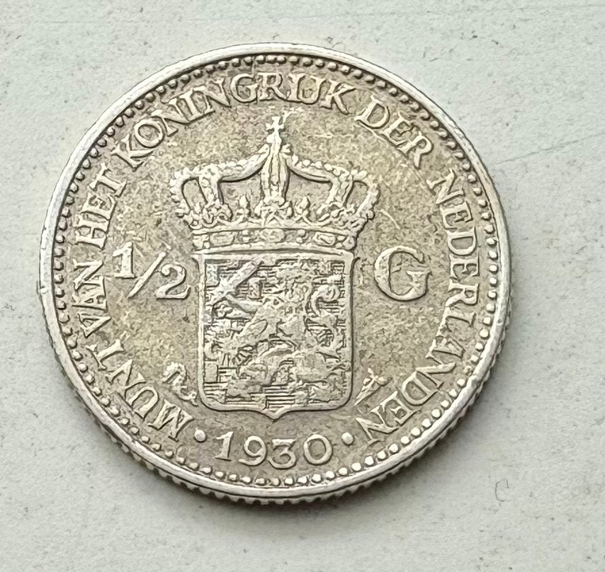 Zilveren 1/2 Gulden 1930 Nederland, Ophalen of Verzenden, Koningin Wilhelmina