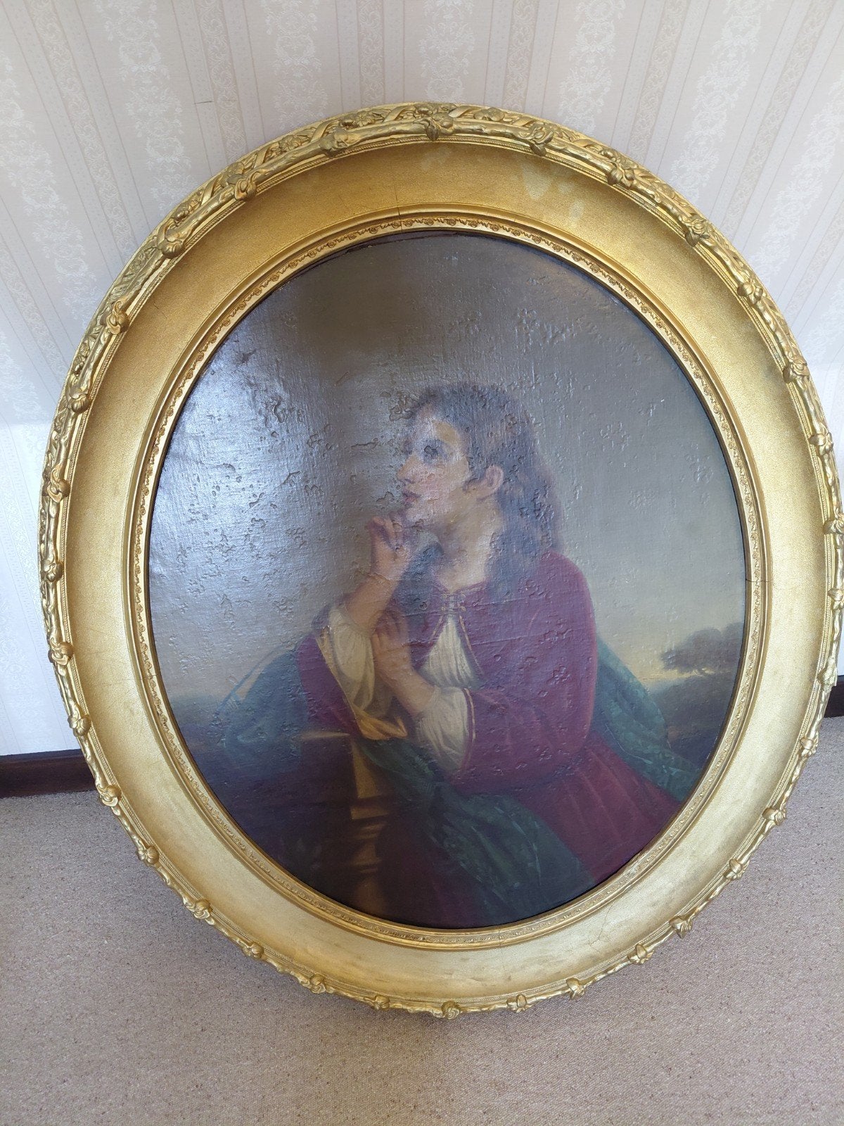 Grand tableau ancien signé Fanny Geefs 1869, Antiquités & Art, Art | Peinture | Classique, Enlèvement