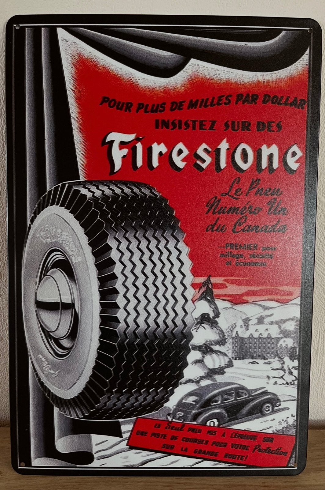 Plaque metallique Firestone pneus, Collections, Marques & Objets publicitaires, Enlèvement ou Envoi, Comme neuf