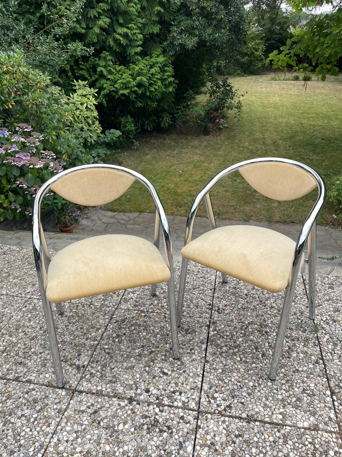 Vintage Chroom stoelen, Huis en Inrichting, Ophalen, Gebruikt, Twee, Overige kleuren
