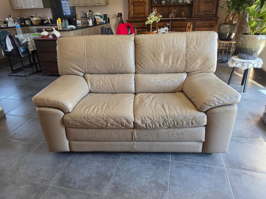 À vendre : fauteuil 2 places couleur taupe., Huis en Inrichting, Zetels | Zetels, Gebruikt, Rechte bank, Tweepersoons, 150 tot 200 cm