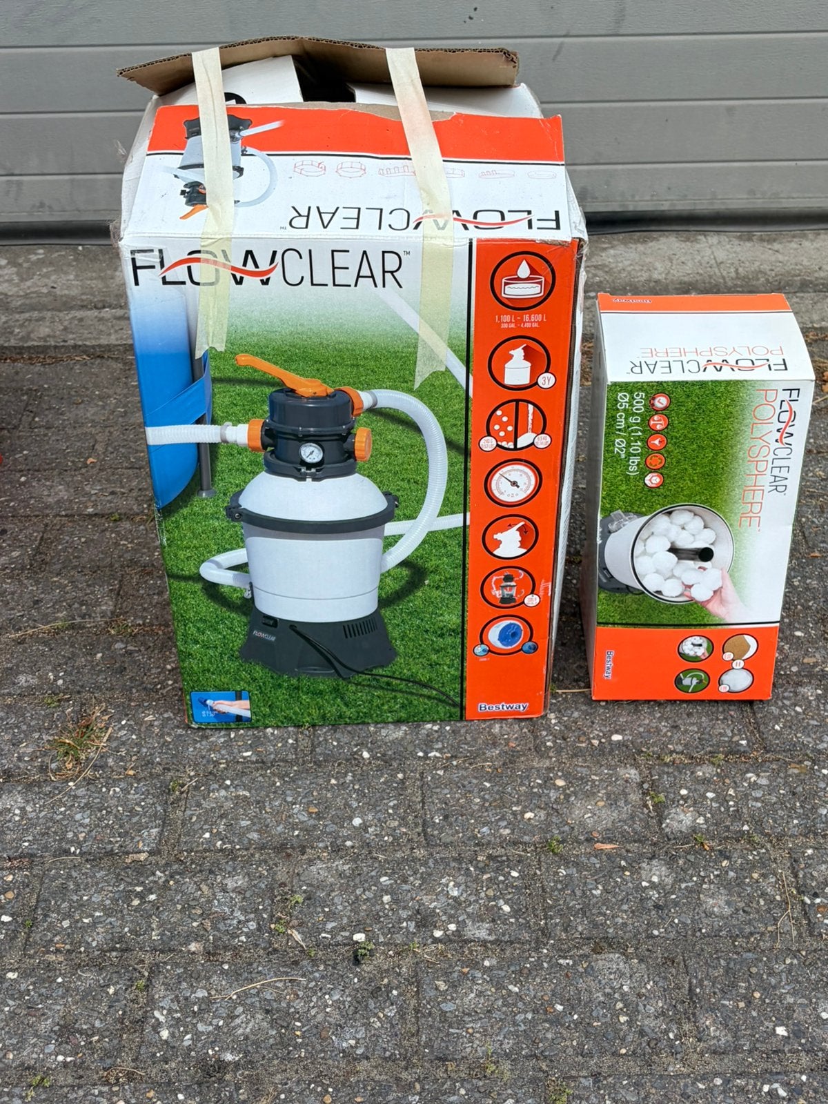 Bestway flowclear zandfilterpomp met filterballen, Tuin en Terras, Ophalen, Zo goed als nieuw, Filter