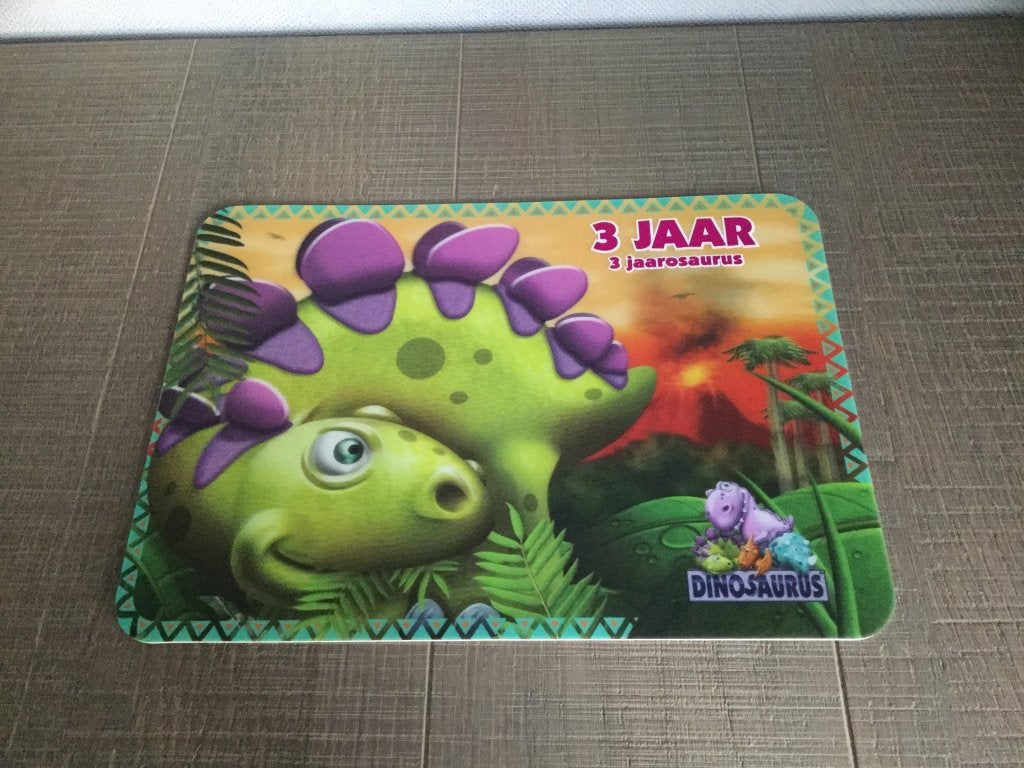 Placemat 3 jaarosaurus 3D, Ophalen of Verzenden, Zo goed als nieuw, Placemat