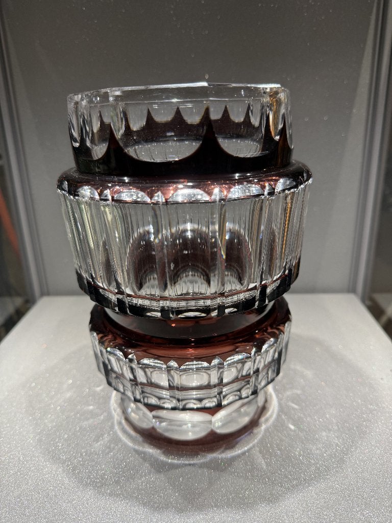 Val Saint Lambert amethistkleurige kristallen cachepot /vaas, Antiek en Kunst, Antiek | Glaswerk en Kristal, Ophalen of Verzenden