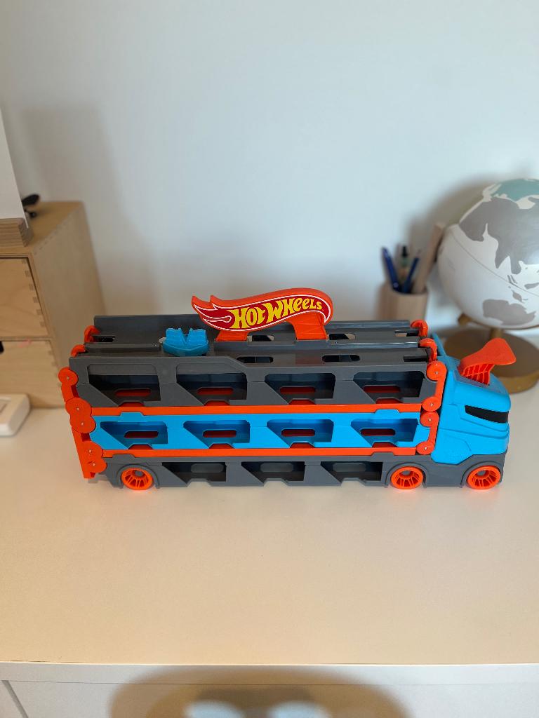 Hot Wheels uitschuifbare super transporter, Ophalen, Gebruikt, Racebaan, Hot Wheels