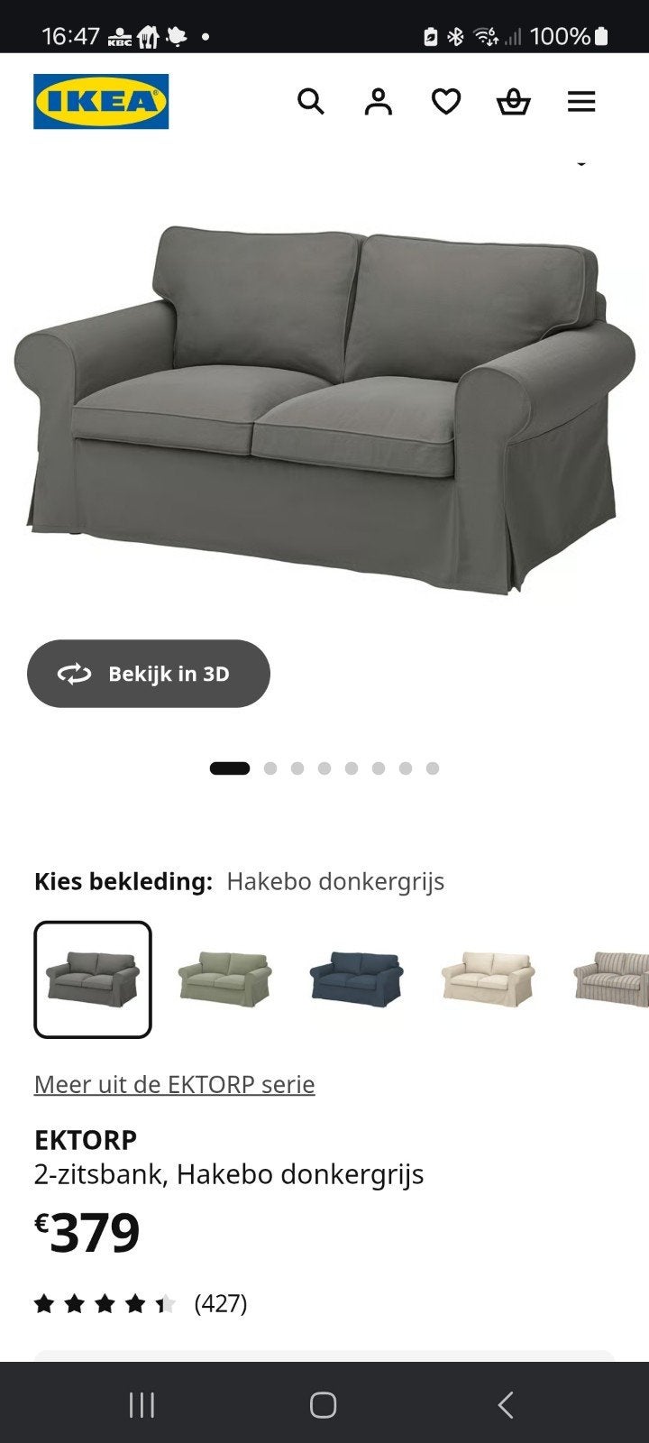 HOES VAN EKTORP 2ZIT IN GRIJS, Huis en Inrichting, Slaapkamer | Slaapbanken, Ophalen, Grijs
