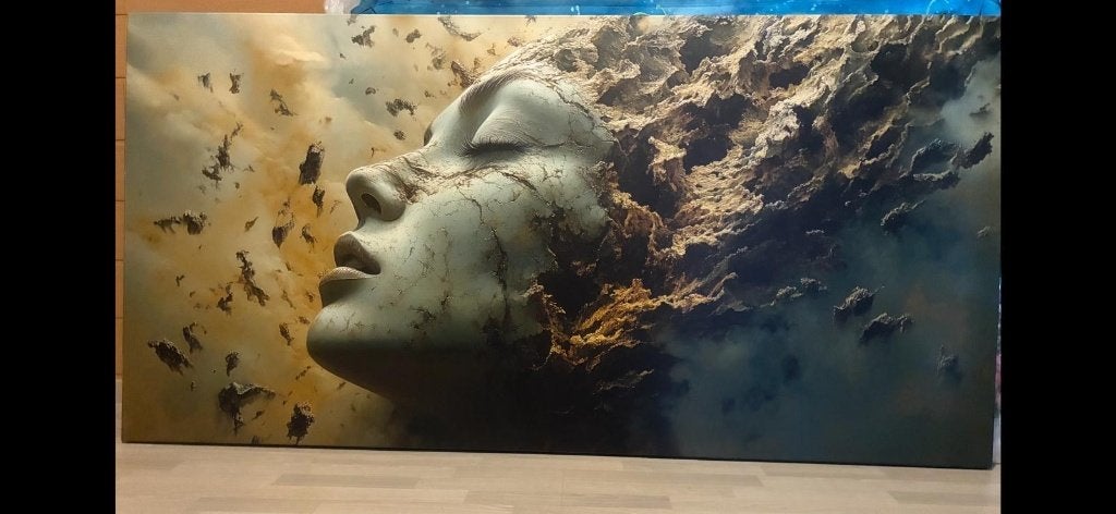 kunstwerk op canvas "Brainstorm", Antiquités & Art, Art | Peinture | Moderne, Autres matériaux, Sur cadre en bois, Enlèvement