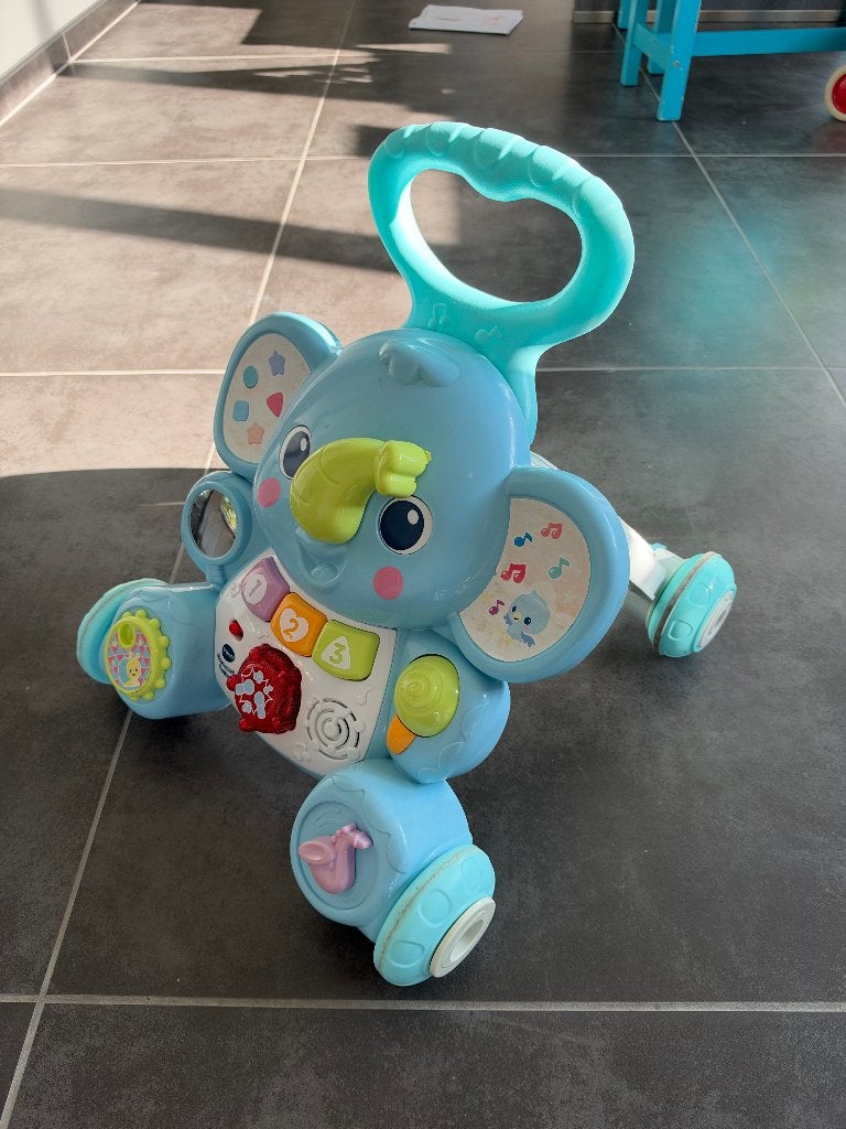 Trotteur pousseur VTech éléphant – Musical et interactif, Enlèvement, Comme neuf, 0 à 6 mois