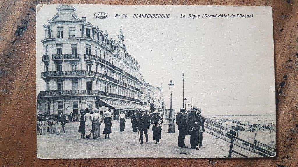 Postkaart Blankenberge La digue Grand Hôtel de l'Océan, Collections, Enlèvement ou Envoi, Avant 1920, Affranchie, Flandre Occidentale