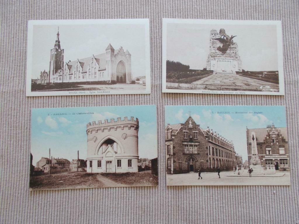 4 CP de BAILLEUL (Nord France) des années 30, Envoi, France