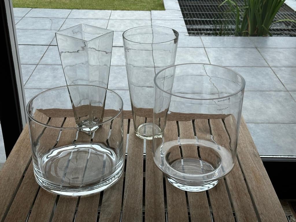 4 ruime vazen, Huis en Inrichting, Ophalen, Zo goed als nieuw, Glas