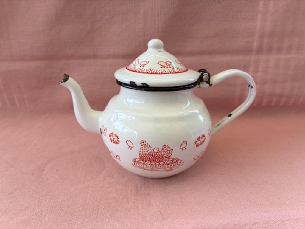 Wit emaille theepotje, Ophalen of Verzenden