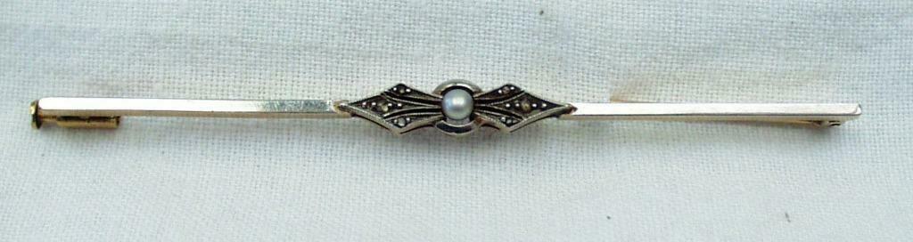 Broche ART DECO or 18 carats diamant perle., Bijoux, Sacs & Beauté, Enlèvement ou Envoi, Or, Avec pierre précieuse