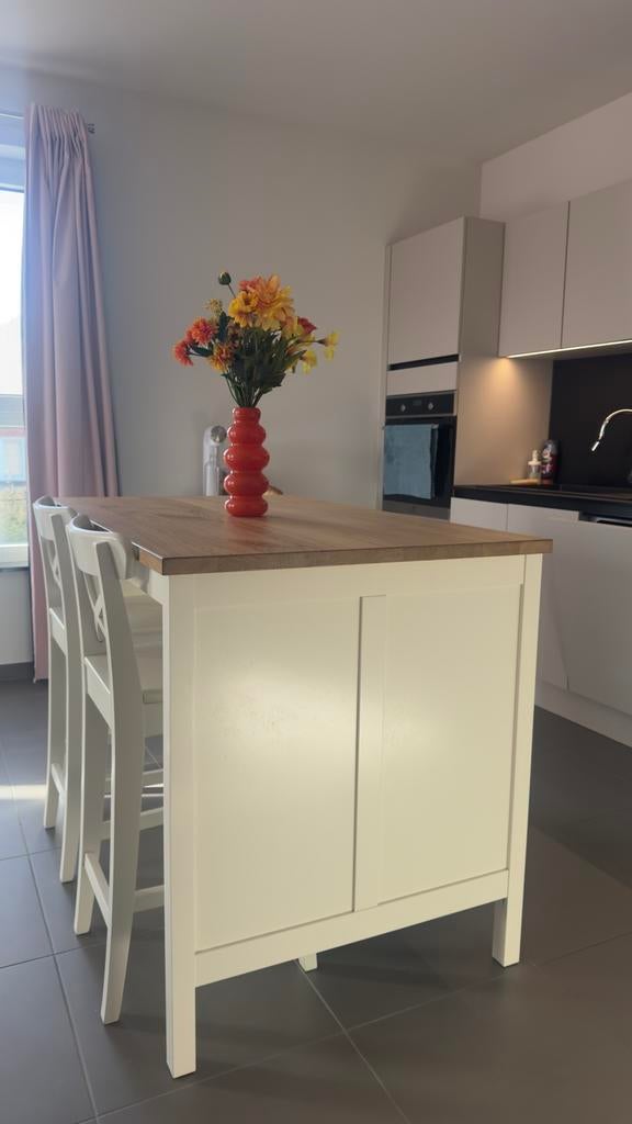 Îlot central, Huis en Inrichting, Keuken | Keukenelementen, Gebruikt, Minder dan 100 cm, 100 tot 150 cm, 25 tot 50 cm, Wit, Bruin